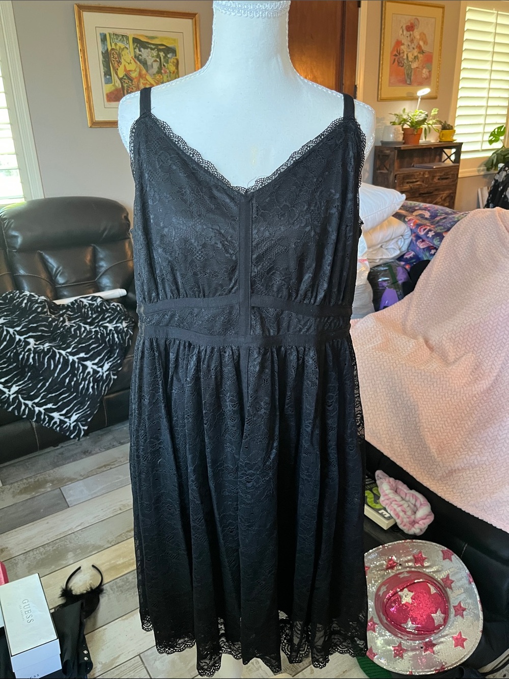 Torrid Black Lace V-Neck Sleeveless Dress
